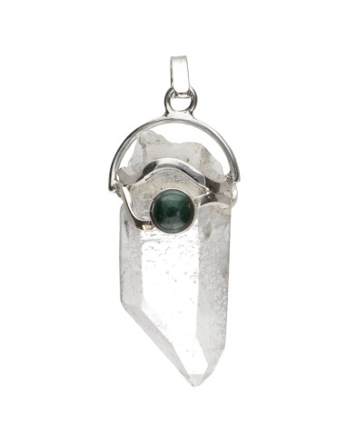Lemurian Quartz Pendant with Blue...
