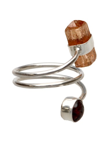 Bague Topaze impériale et Rublite en...