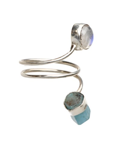 Aquamarine and Moonstone Ring in 925...