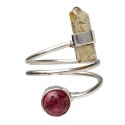 Anello in Topazio Imperiale e Rubellite in Argento Sterling 925 (18R)