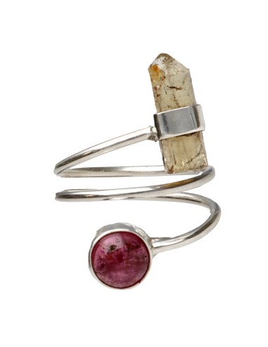 Imperial Topaz and Rubelite Ring in...
