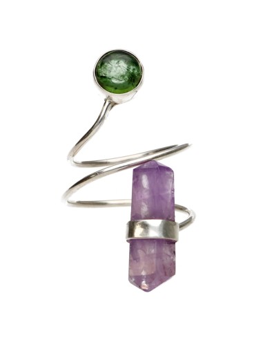 Anello di Tormalina Verde e Ametista...