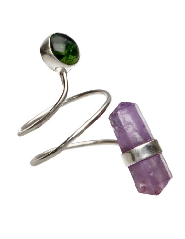 Anillo de Turmalina Verde y Amatista...