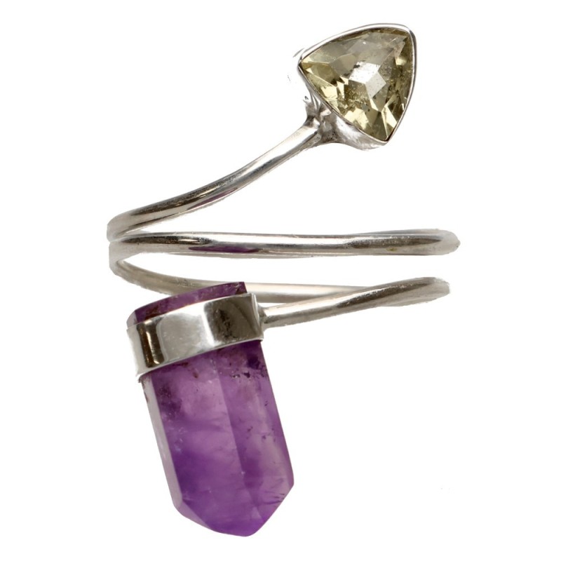 Anello in Amatista e Citrino in Argento Sterling 925 (25R)