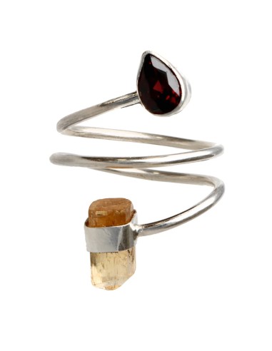 Garnet and Imperal Topaz Ring in 925...
