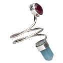 Ruby and Aquamarine Ring in 925 Sterling Silver (30R)