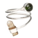 Anello in Tormalina Verde e Topazio Imperiale in Argento Sterling 925 (31R)