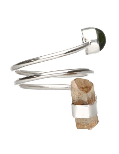 Anello di Tormalina Verde e Topazio...