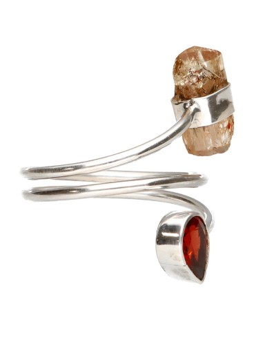 Garnet and Imperial Topaz Ring in 925...