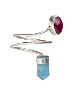 Bague aigue-marine et rubis... 2