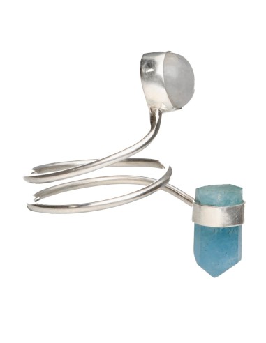 Bague aigue-marine et pierre de lune...