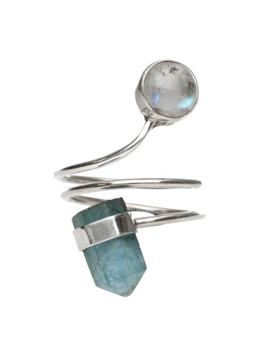 Anello di Acquamarina e Pietra Lunare...