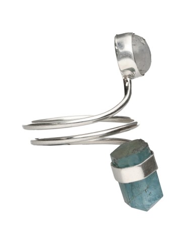 Aquamarine and Moonstone Ring in 925...