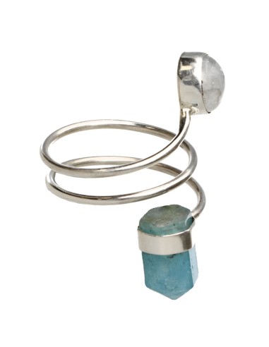 Aquamarine and Moonstone Ring in 925...