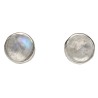 Pendientes Botón de Piedra Luna Medianos en Plata de Ley 925