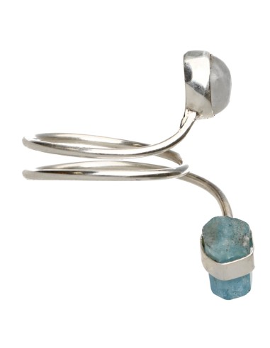 Aquamarine and Moonstone Ring in 925...