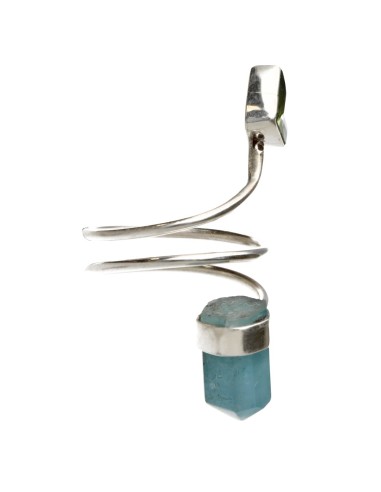 Bague aigue-marine et émeraude en...