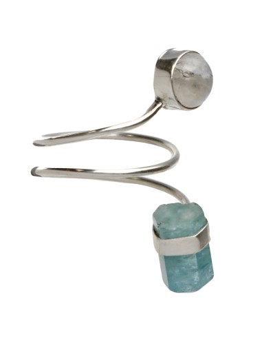 Bague aigue-marine et pierre de lune...