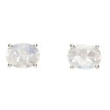 Faceted Moonstone Oval Earrings in Sterling Silver 925