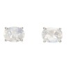 Faceted Moonstone Oval Earrings in Sterling Silver 925