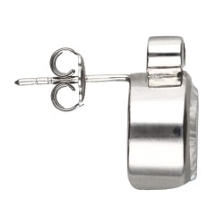 Orecchini a Bottone Gotland Fiocco di Neve in Quarzo con Zaffiro in Argento Sterling 925