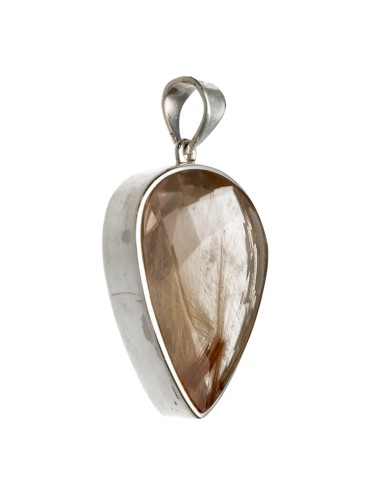 Smoky Rutilated Quartz Pendant in 925...