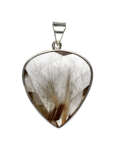 Smoky Rutilated Quartz Pendant in 925...