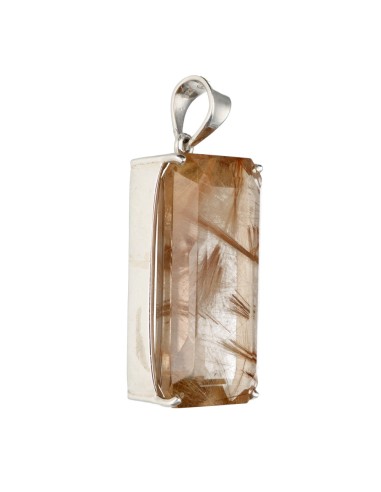 Smoky Rutilated Quartz Pendant in 925...