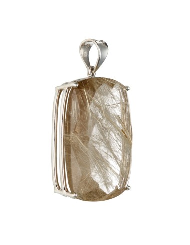 Smoky Rutilated Quartz Pendant in 925...