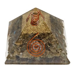 Piramide Orgonite di Labradorite in Resina con Spirale 7x7cm