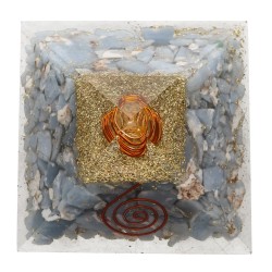 Piramide Orgonite di Angelite in Resina con Spirale 7x7cm