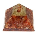 Piramide Orgonite di Corniola in Resina con Spirale 7x7cm