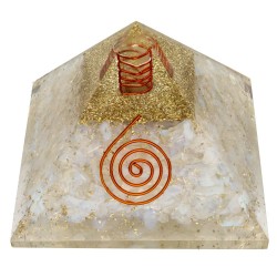 Piramide Orgonita in Opalina di Resina con Spirale 7x7cm