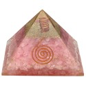 Pirâmide de resina de quartzo rosa orgonite com espiral 7x7cm