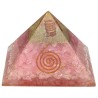 Pyramide en Résine de Quartz Rose Orgonite avec Spirale 7x7cm