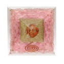 Piramide Orgonite in Quarzo Rosa in Resina con Spirale 7x7cm