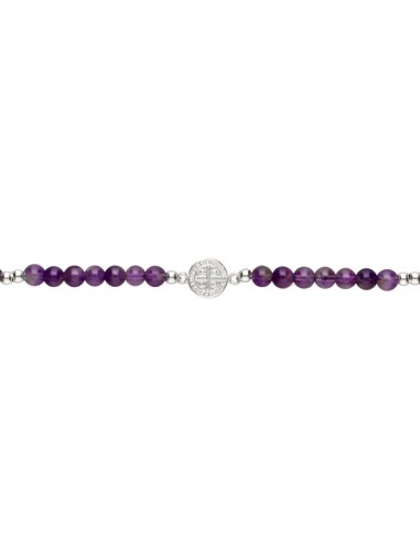 Amethyst Bracelet with Saint Benedict...