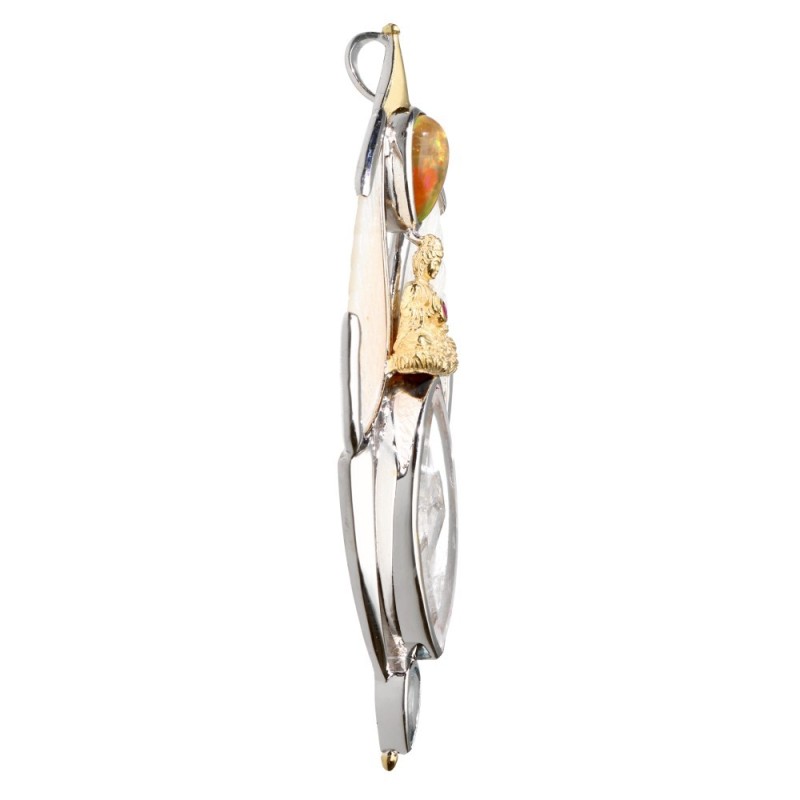 Ciondolo di Ali in Madreperla in Argento Sterling 925 e Oro (58R)