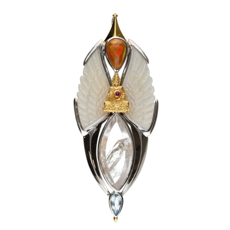 Ciondolo di Ali in Madreperla in Argento Sterling 925 e Oro (58R)