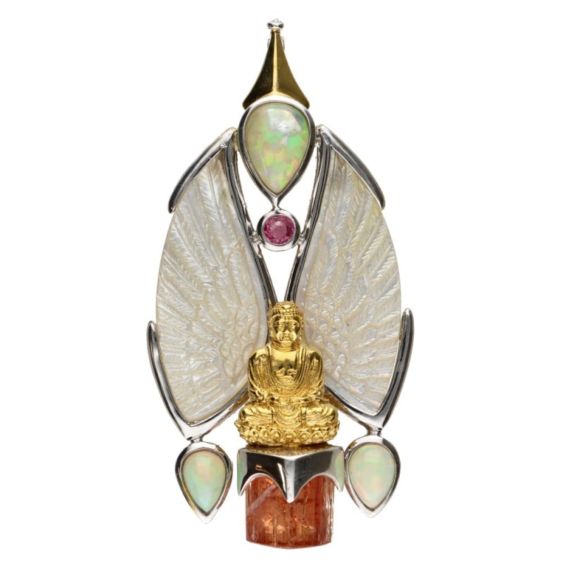 Pendente di Ali in Madreperla in Argento Sterling 925 e Oro (59R)