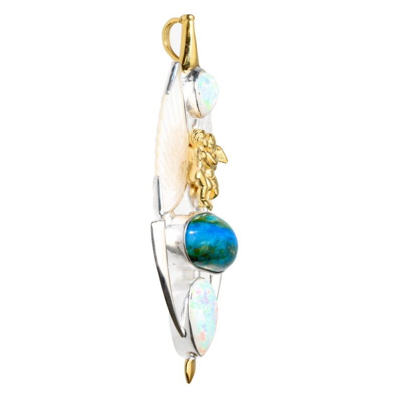 Pendente di Ali in Madreperla in Argento Sterling 925 e Oro (61R)