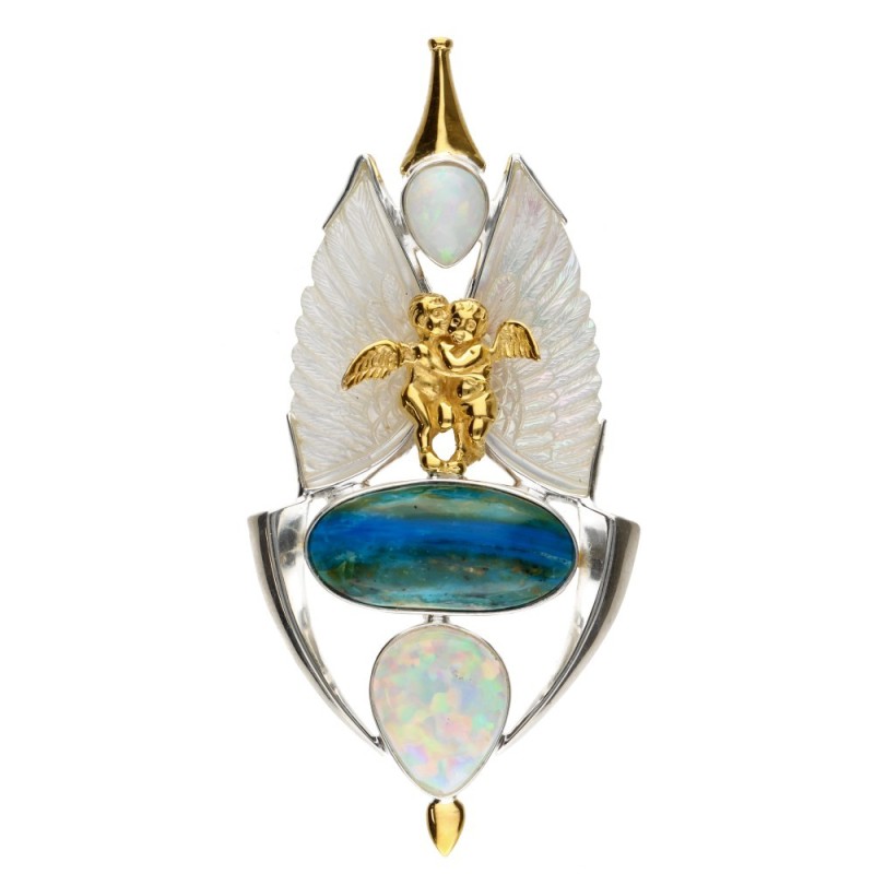 Pendente di Ali in Madreperla in Argento Sterling 925 e Oro (61R)
