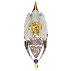 Ciondolo Ali in Madreperla in Argento Sterling 925 e Oro (66R)