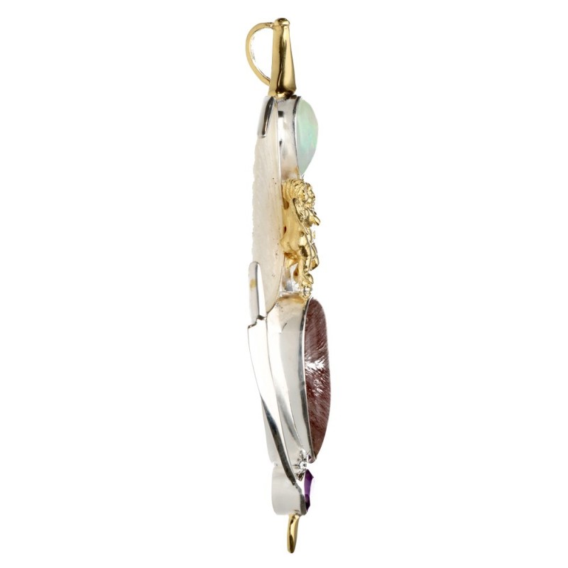 Ciondolo Ali in Madreperla in Argento Sterling 925 e Oro (66R)