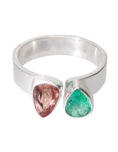 Anillo de Esmeralda y Turmalina Rosa...