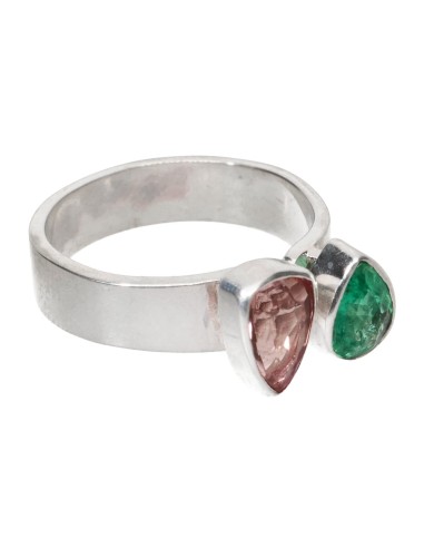 Anillo de Esmeralda y Turmalina Rosa...