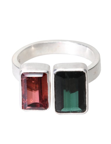 Anello di Tormalina Verde e Rossa in...
