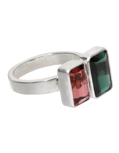 Anello di Tormalina Verde e Rossa in...