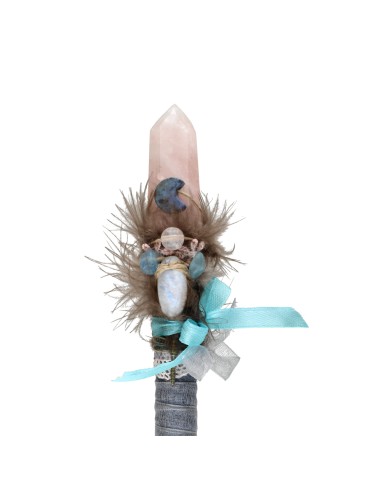 Power Wand of Rose Quartz and White...