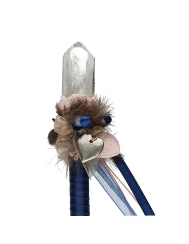 White Quartz and Druse Agate Power Wand